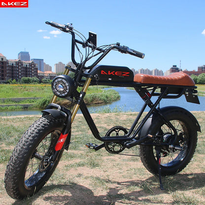 2026 New-designed AKEZ Electric Bike 48V 13Ah Fat Tire High Speed 7-Speed Disc Brake Hub Motor
