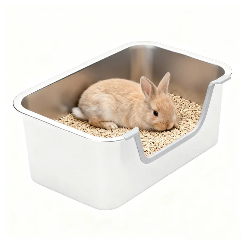 Custom Large Stainless Steel Bunny Litter Box Sifting Tray Steel Grids for Rabbit Ferrets Easy Clean Litter Box Pet Toilet