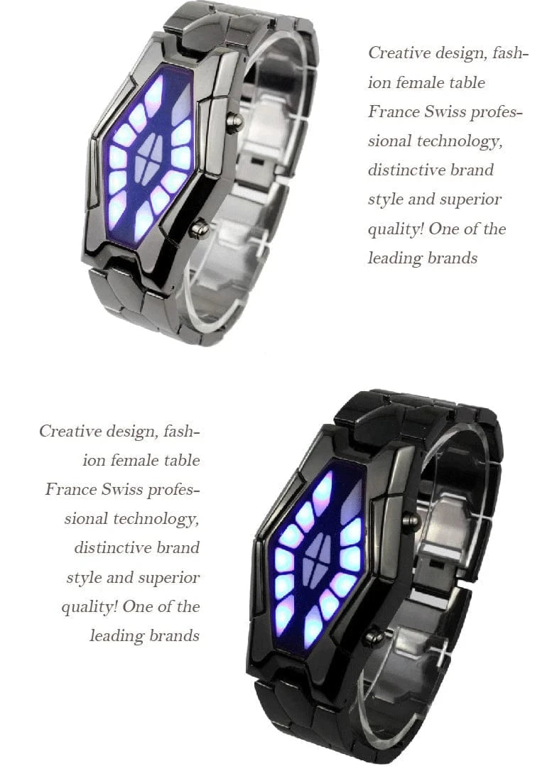Fashion Men Iron Man Smart Fashion Cobra Head LED Electronic Watch Student Sports Boy Holiday Gift Nightclub Watch