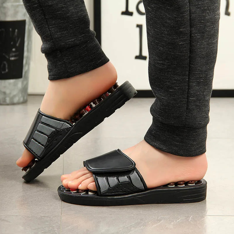 Home Damen Herren Fuß-Akupressur-Fußmassage-Hausschuhe Shiatsu-Sandalen Fuß-Akupressur-Therapie rotierende Fußmassage-Schuhe