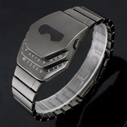 Fashion Mens Stainless Steel Snake Head Blue LED Wrist Watch Gift Cool - LED Binary Watch