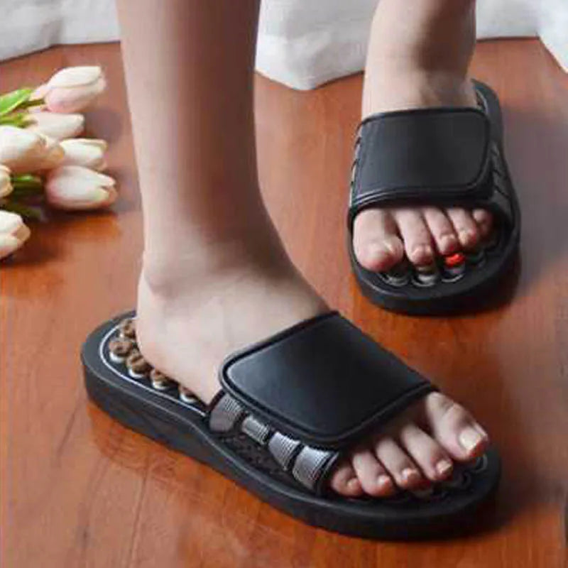 Home Damen Herren Fuß-Akupressur-Fußmassage-Hausschuhe Shiatsu-Sandalen Fuß-Akupressur-Therapie rotierende Fußmassage-Schuhe