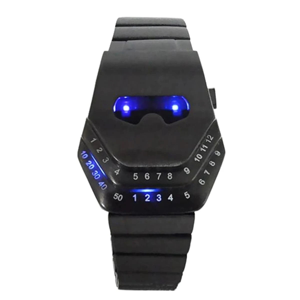 Fashion Mens Stainless Steel Snake Head Blue LED Wrist Watch Gift Cool - LED Binary Watch