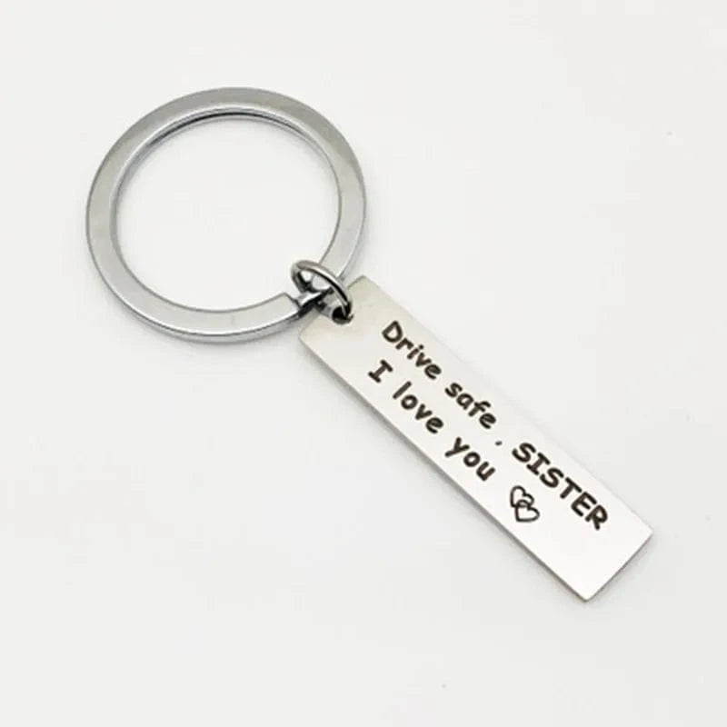 "Drive Safe" Stainless Steel Keychain – Meaningful Gift for Dad, Mom, Brother, Sister