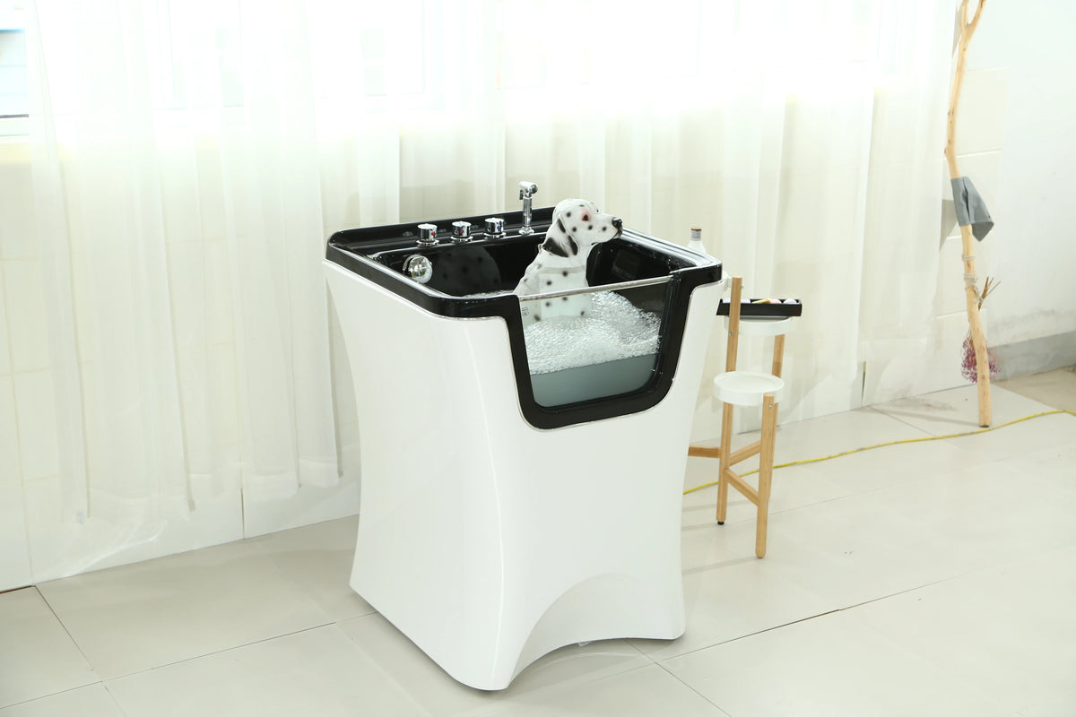 Modern 1.5m White Acrylic Clawfoot Bathtub with Multi-Function Faucet All Seasons Use for Cats & Dogs Indoor Bathroom