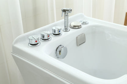 Modern 1.5m White Acrylic Clawfoot Bathtub with Multi-Function Faucet All Seasons Use for Cats & Dogs Indoor Bathroom