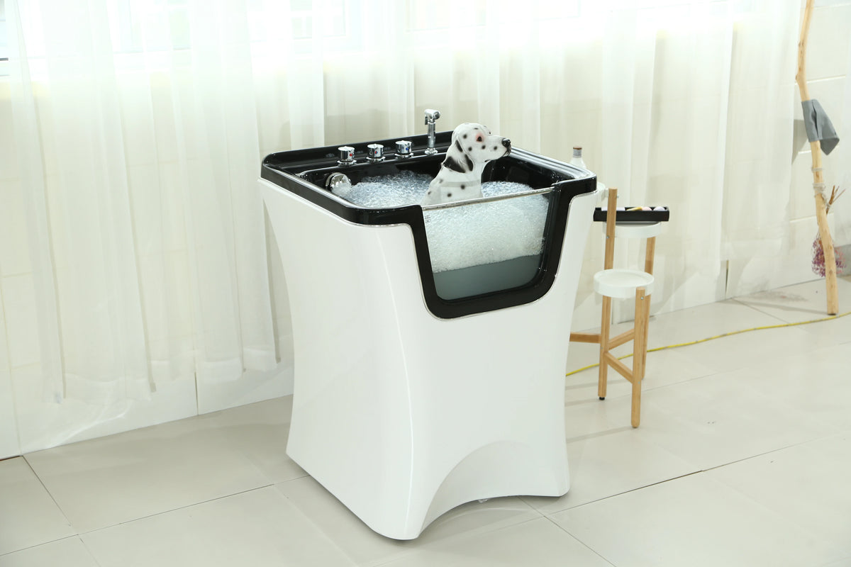 Modern 1.5m White Acrylic Clawfoot Bathtub with Multi-Function Faucet All Seasons Use for Cats & Dogs Indoor Bathroom
