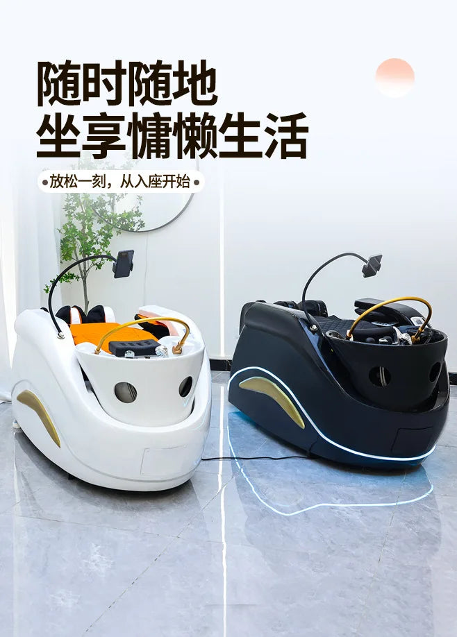 Barber Shop Lounge Shampoo Chair Bed Ear Picking Equipment Sink Shampoo Chair Comfort PU Leather Furniture Shampooing Lit MHXFY