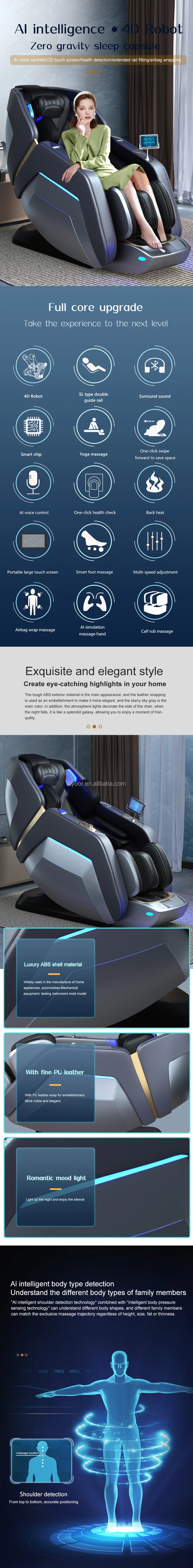 OEM Modernes Shiatsu-Massagegerät, Durchblutung, SL-Schiene, Ganzkörper-Luxus-4D-AI-Schwerelosigkeits-Massagesessel