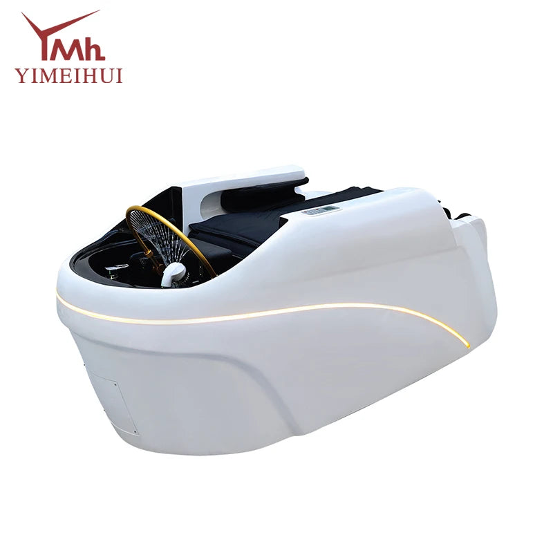 Salon Head Spa Kunstleder Kopftherapiebetten Automatisches Massage-Shampoo-Bett