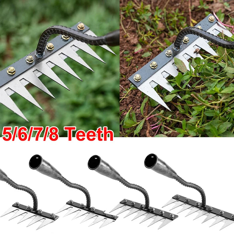 5/6/7/8 dents fer jardinage houe désherbage râteau outil agricole saisir râteau ameublissement sol clou râteau outil artefact herse outil agricole