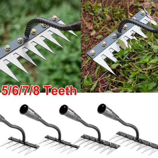 5/6/7/8 dents fer jardinage houe désherbage râteau outil agricole saisir râteau ameublissement sol clou râteau outil artefact herse outil agricole