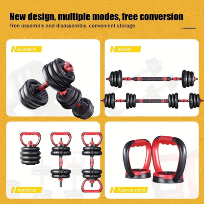 4-in-1 Adjustable Weight Dumbbell Set 22lb– Multi-Function Home Gym Equipment for Men & Women – Convertible Dumbbell, Kettlebell