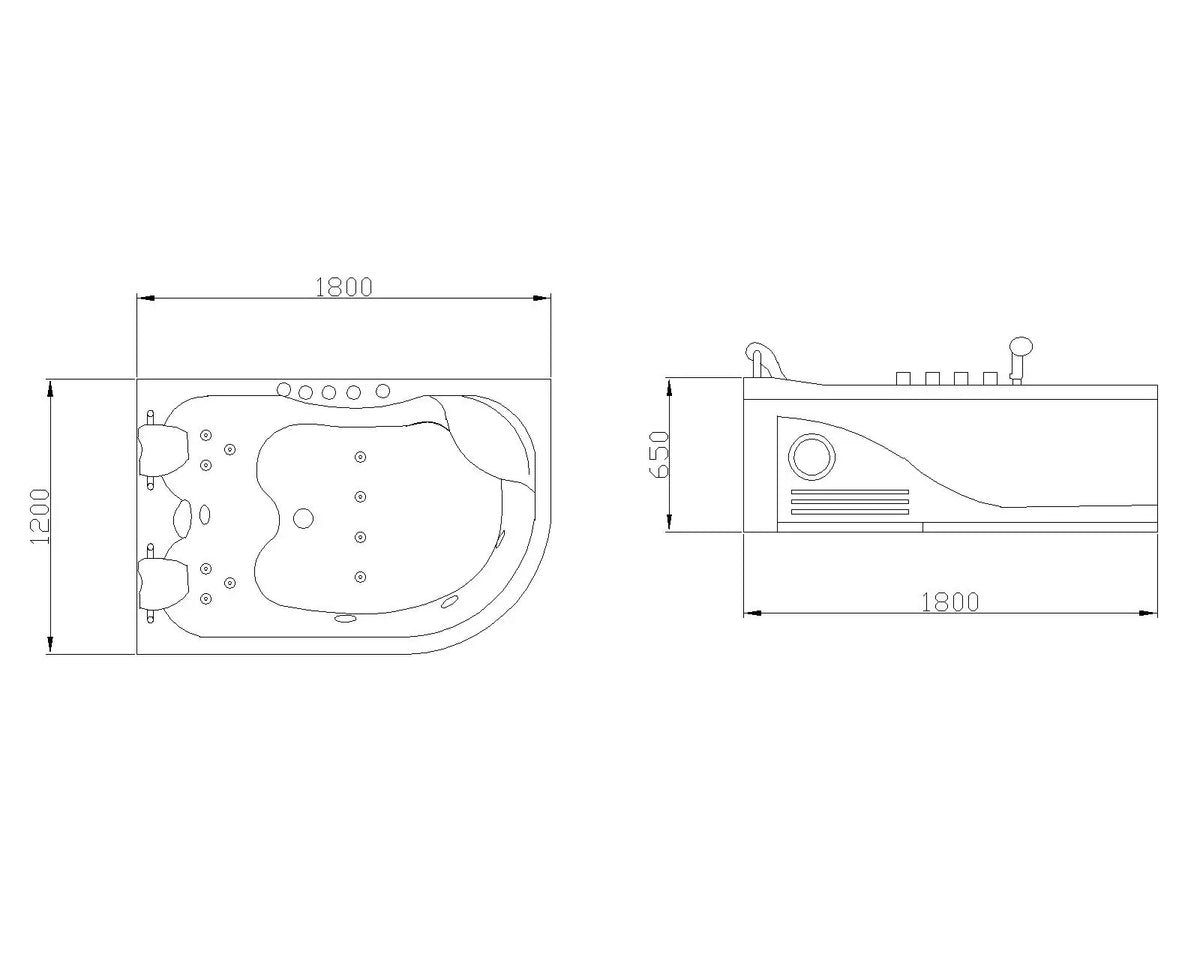 Schwarze Acryl-2-Personen-freistehende Luftstrahl-Massage-Badewanne Whirlpool Intelligente LED-Licht-Spa-Badewanne
