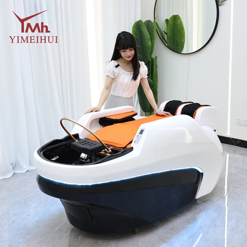 Moderne automatische Friseursalonmöbel Multifunktionale Schönheitssalon-Massage-Shampoo-Haarwaschstuhl mit Becken