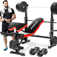 6-in-1 verstellbare Hantelbank mit Beinstreckung und Beinbeugung für das Heim-Fitnessstudio Krafttraining Faltbares multifunktionales Workout