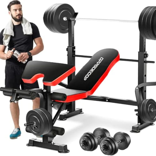 6-in-1 verstellbare Hantelbank mit Beinstreckung und Beinbeugung für das Heim-Fitnessstudio Krafttraining Faltbares multifunktionales Workout