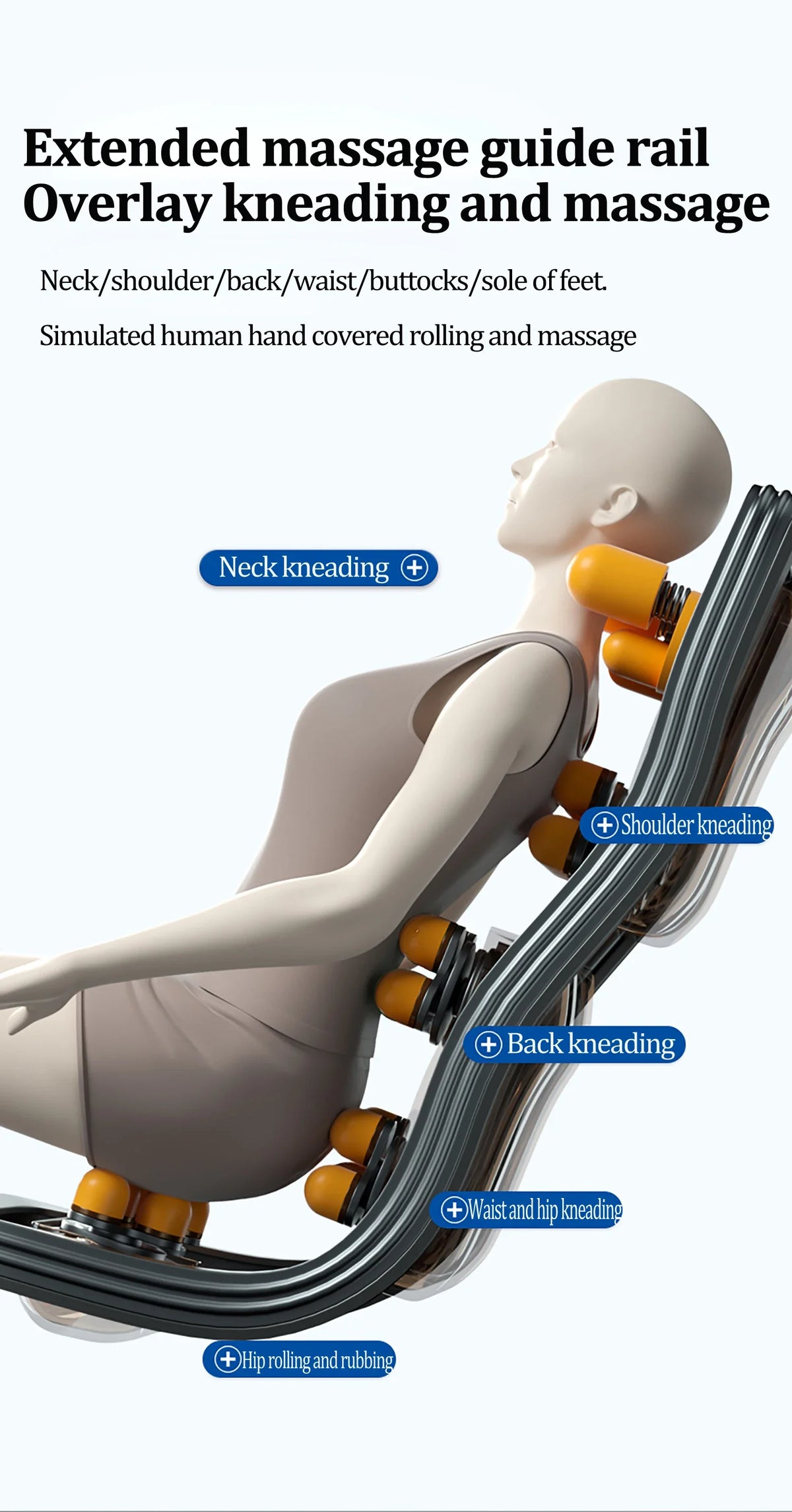 Luxus-Elektro-Freizeit-Massagesessel Zero Gravity Intelligent Ganzkörper-Multifunktions-Bluetooth-Musik-U-förmiges Kissen+Kurzbefehl