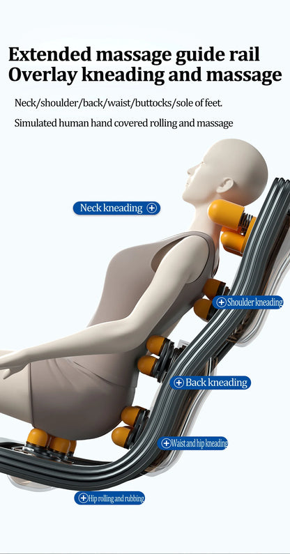 Luxus-Elektro-Freizeit-Massagesessel Zero Gravity Intelligent Ganzkörper-Multifunktions-Bluetooth-Musik-U-förmiges Kissen+Kurzbefehl