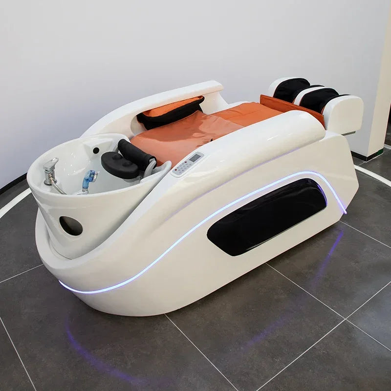 ss D Automatic Intelligent Electric Massage Shampoo Bed Barber Shop Ceramic Basin Flush Bed Hair Salon