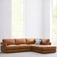 Ledersofa, antikes, milchbraunes, erstklassiges Rindsleder, L-förmiges Chaiselongue für das Wohnzimmer, amerikanisches Retro-Ledersofa