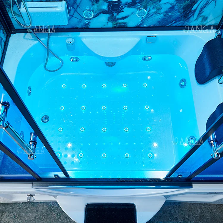 Customization Luxury Steam Shower Room with Jacuzzier Tub Hydro Therapy Massage Steam Bath Room Glass Shower Cabin Wet Sauna Roo
