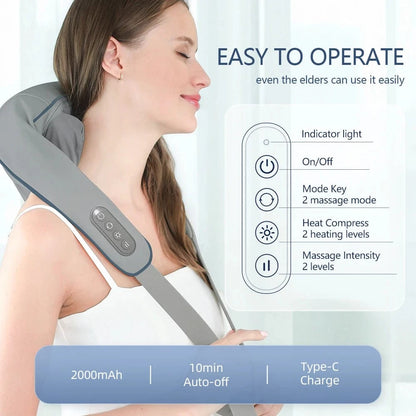 Wireless Neck &amp; Back Massager – Kneading Shoulder, Cervical, and Trapezius Relaxation Shaw