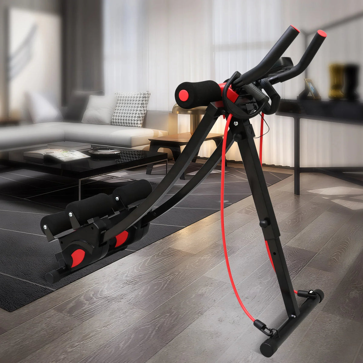 Dual Track Fitness Ab Machine Ab Cruncher Adjustable Height Waist Trainer Foldable Home Gym Equipment 4 Adjustable 440 lbs Weigh
