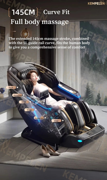 Dual-Core 4-Hand Massage Chair – Full Body Airbag Wrap, Optical Body Scan, Extended SL Track, Deep Leg & Foot Massage