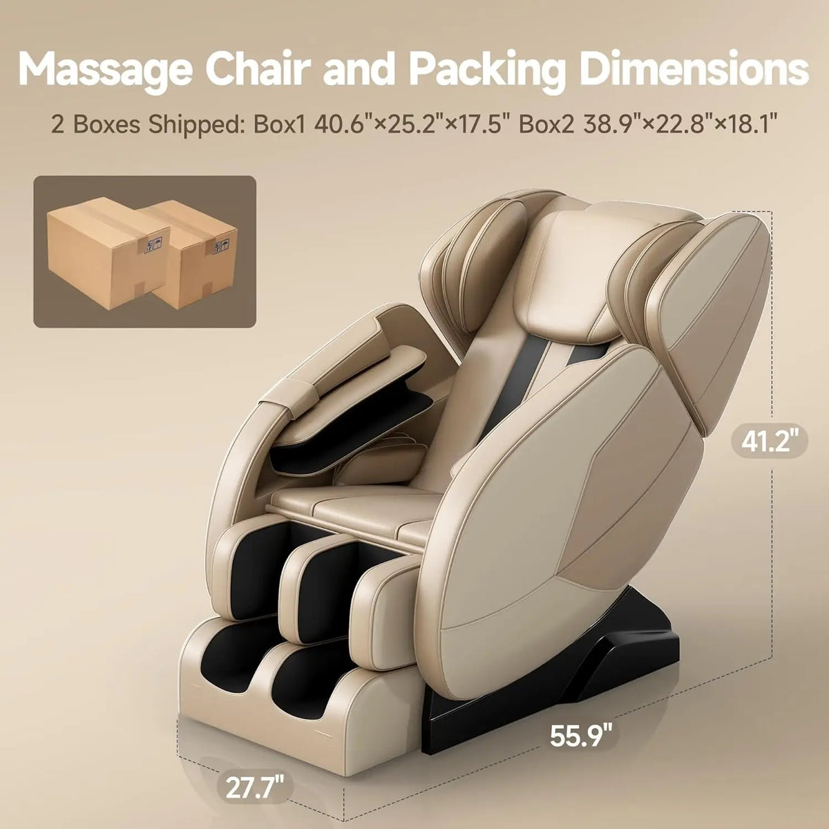 Liegesessel, Ganzkörper-Airbag-Massage, One-Touch-Schwerelosigkeit, Fußroller und Bluetooth, für Zuhause
