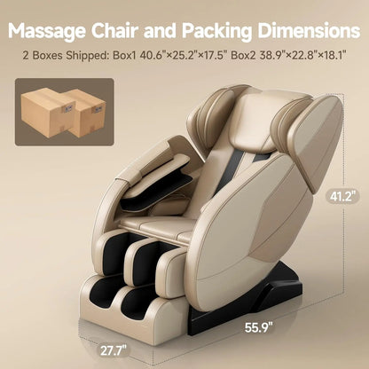 Liegesessel, Ganzkörper-Airbag-Massage, One-Touch-Schwerelosigkeit, Fußroller und Bluetooth, für Zuhause