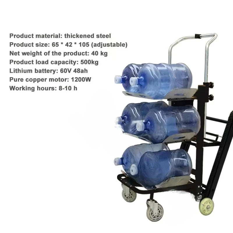 Chariot monte-escalier électrique de type chenille, 500 kg, 1200 W, pour seau d'eau, appareils électroménagers, marchandises, chariot manuel pour escaliers