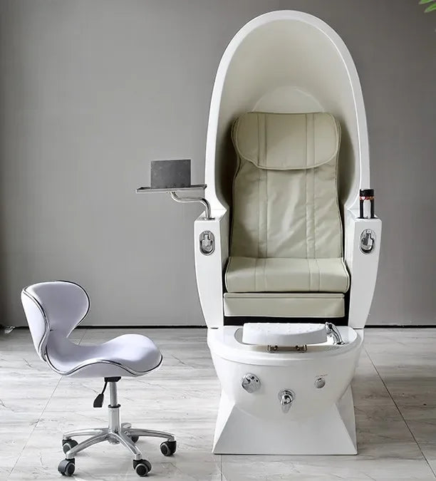 Fauteuil de pédicure en forme d'œuf, style moderne, design neuf, confortable, mobilier de spa pour les pieds avec matériaux de haute qualité