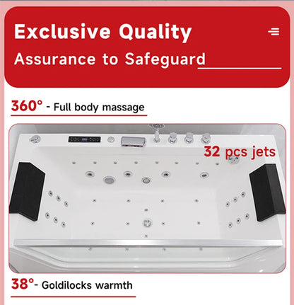 Factory Sell Luxury Freestanding Whirlpool Bath Tub Bubble Soaking 2 Person Hot Tub Custom Massage Bathtub With Spa