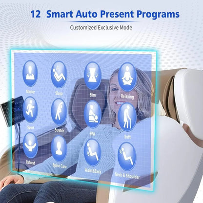 3D-Massagesessel Ganzkörper-Schwerelosigkeit-Massagesessel, Shiatsu-Massagesessel mit Dual-Core-S-Track, Airbags