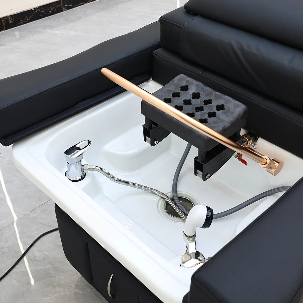 XinSheng Head SPA Salon Haarwaschbett Shampoobett Thai-Massageliege Friseursalon Gewerbemöbel mit Fußbadbecken