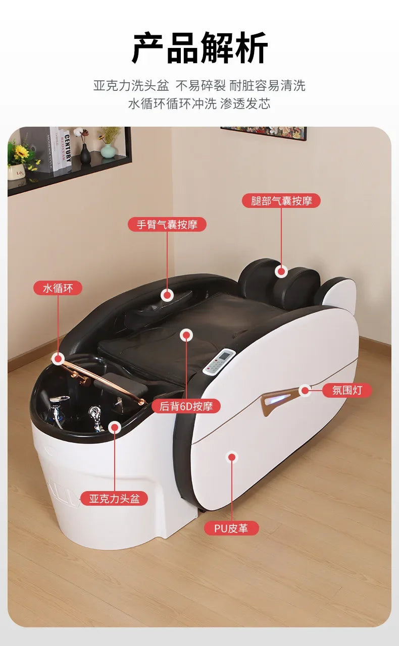 Fabrik Salon Möbel Friseurladen Elektrisches Massagebett Japanisches Kopf-Spa-Bett Wasserzirkulation Automatisches Massage-Shampoo-Bett