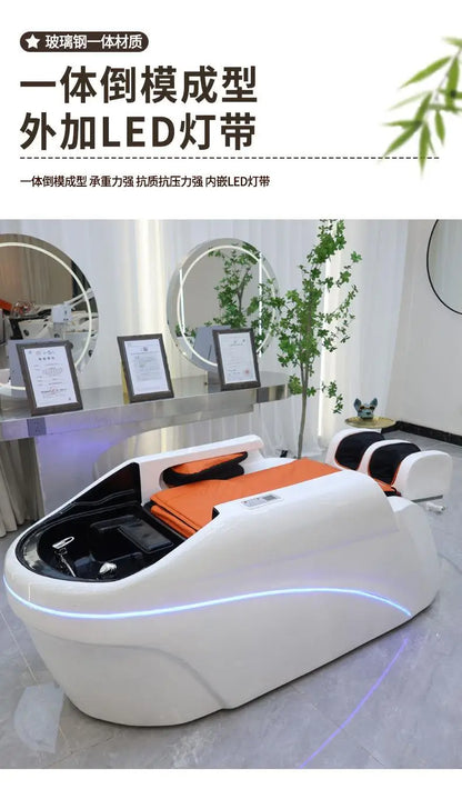 Intelligente elektrische Massage-Shampoo-Stühle Friseursalon Spülbett Kopf-Wasserkreislauf Begasung Salonmöbel Kopfteile FYS