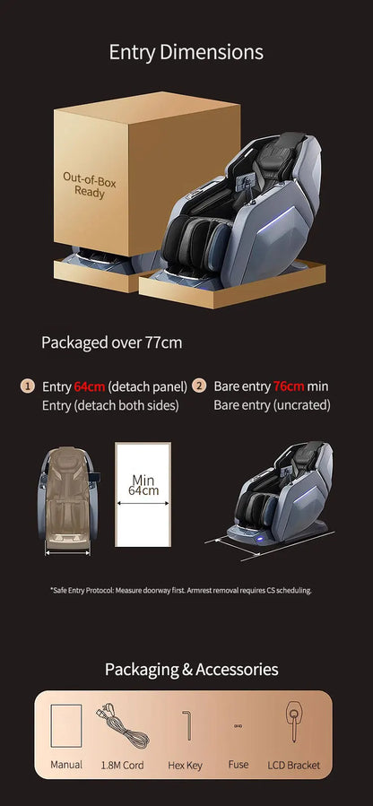 Zero Gravity Luxus Shiatsu Ganzkörper-Luftstreckungs-Doppelkern-Massagesessel