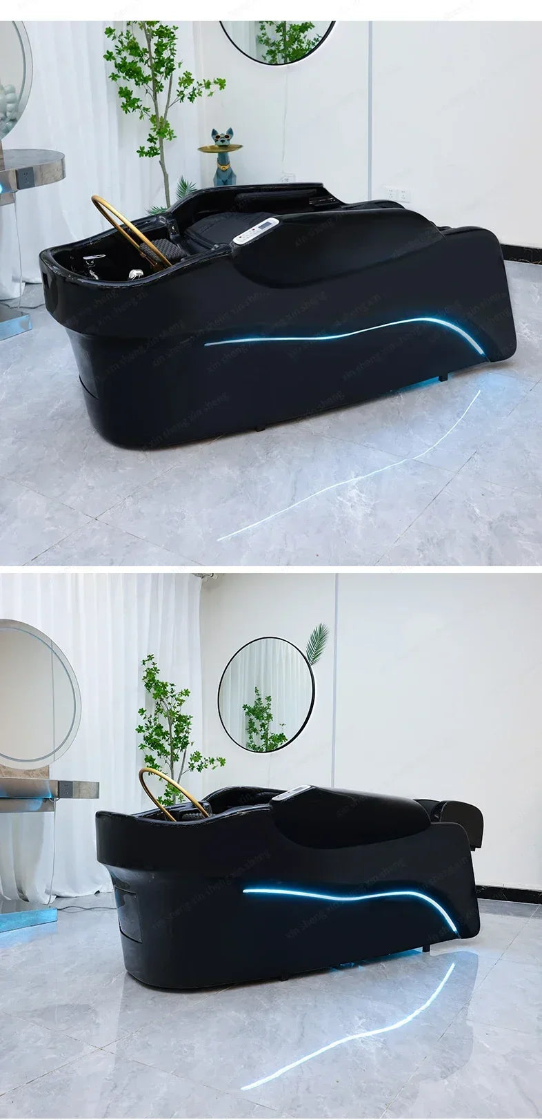 2025 Modernes Design Japanischer Shampoo-Stuhl und Massagebett mit Keramikspüle und -becken für Friseursalons