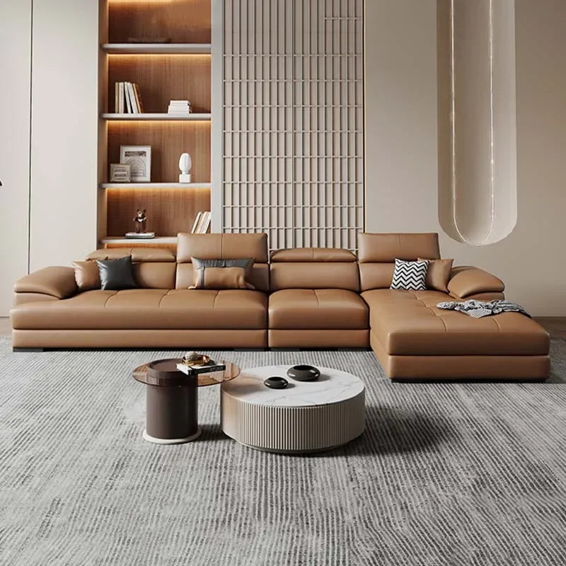 Europäisches Wohnzimmer-Sofa Echtleder-Ecksofa Modulares Luxus-Sofa Sala De Estar De Luxo Moderne Möbel