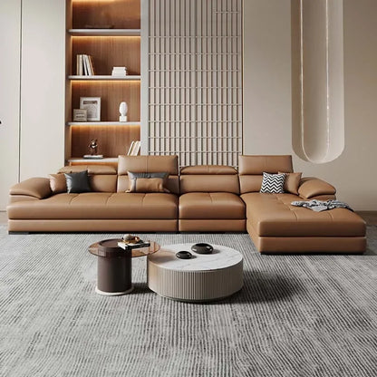 Europäisches Wohnzimmer-Sofa Echtleder-Ecksofa Modulares Luxus-Sofa Sala De Estar De Luxo Moderne Möbel