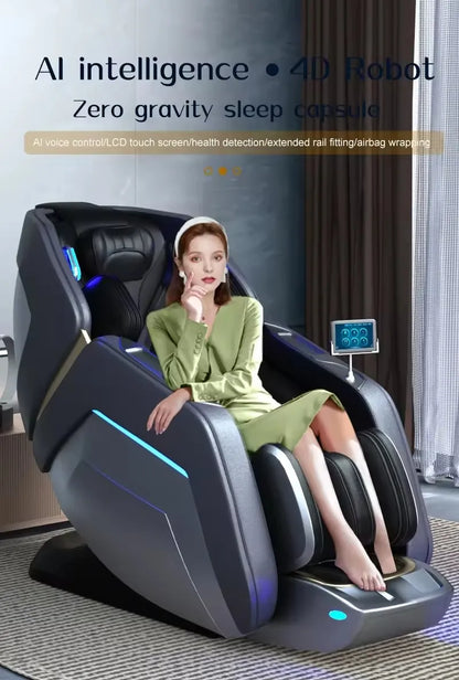3 Jahre Garantie 4D-Elektrischer Massagesessel mit KI-Sprachsteuerung Fußsohlenroller Therapeutische Tiefenmassage Lendenwirbel-Thai-Stretching