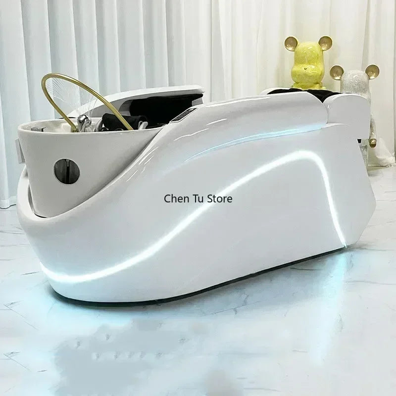 Headspa Massageliege Wasser Gewerbliche Shampoostuhl Spa Haarvorrat Japanischer Jet Mobilität Friseursalon Duschmöbel