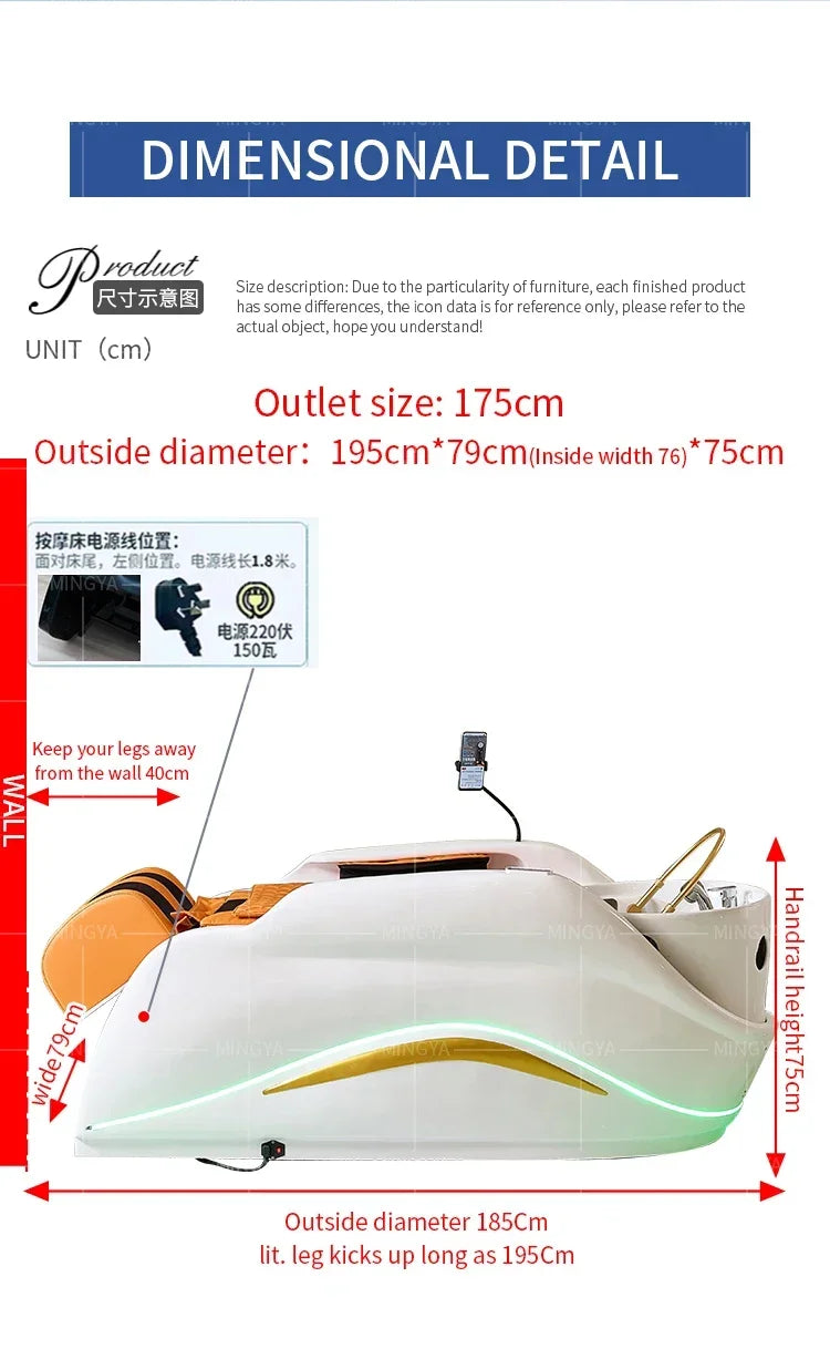 Modern Salon full body electric massage hair washing bed head spa shampoo bed