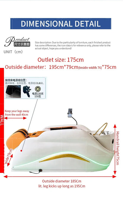 Modern Salon full body electric massage hair washing bed head spa shampoo bed