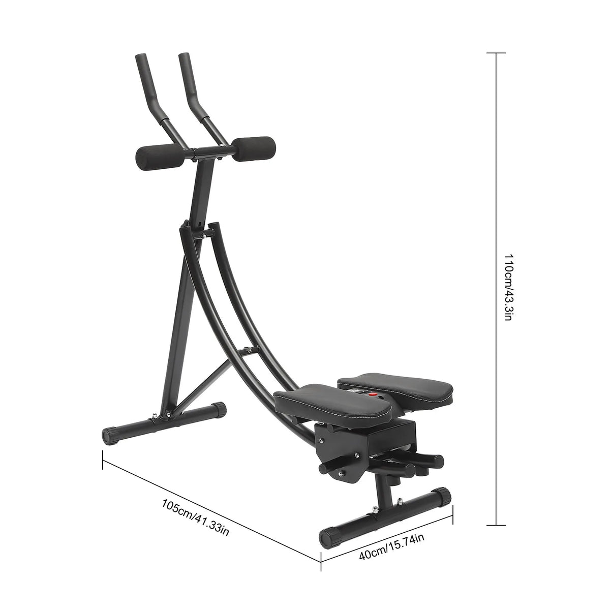 Ab Machine Foldable Abdominal Exercise Equipment Carbon Steel Foam ABS Black 3 Gears 0-180° Rotation LED Display Home Gym