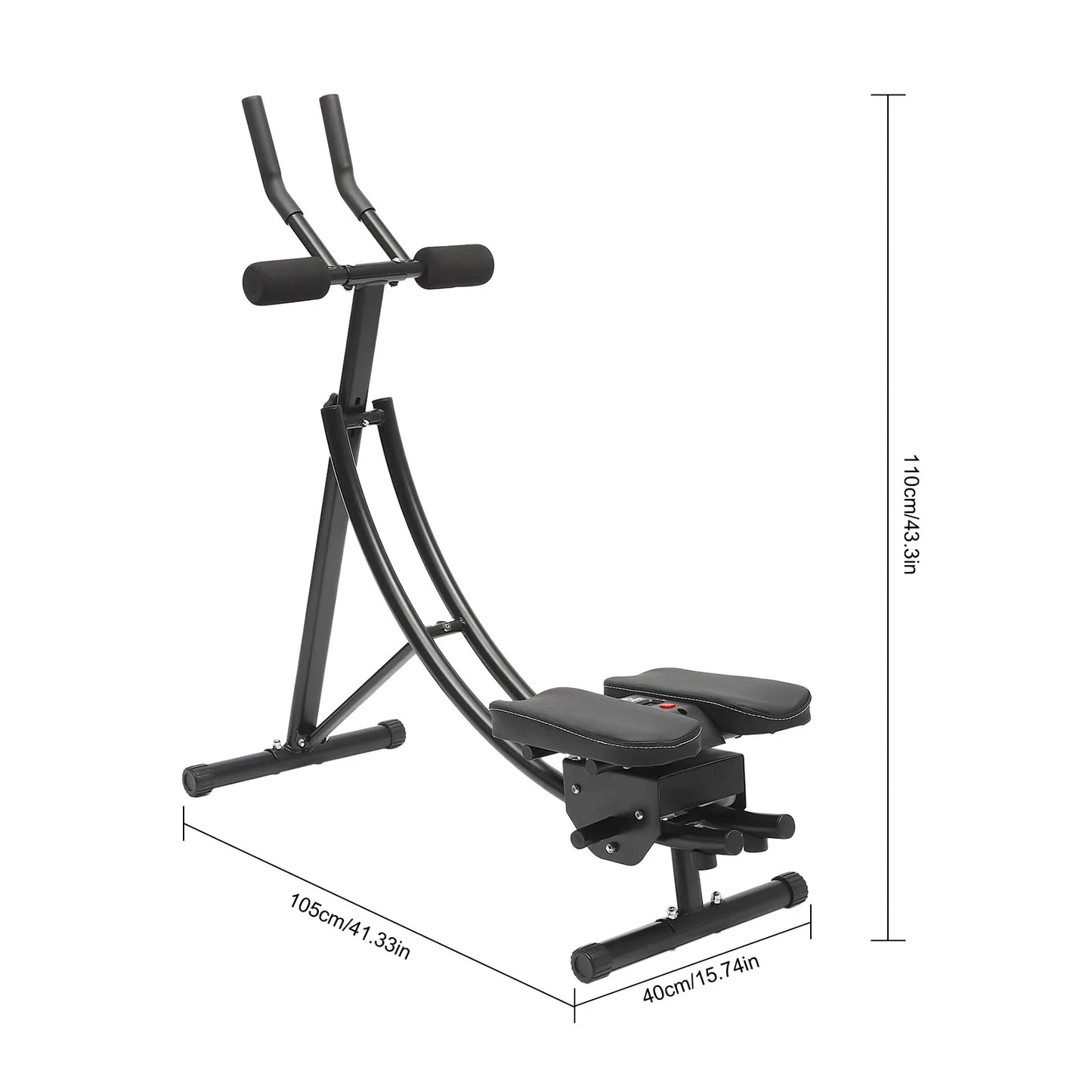Ab Machine Foldable Abdominal Exercise Equipment Carbon Steel Foam ABS Black 3 Gears 0-180° Rotation LED Display Home Gym