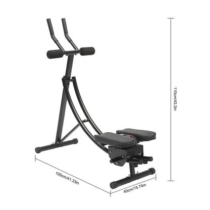 Ab Machine Foldable Abdominal Exercise Equipment Carbon Steel Foam ABS Black 3 Gears 0-180° Rotation LED Display Home Gym