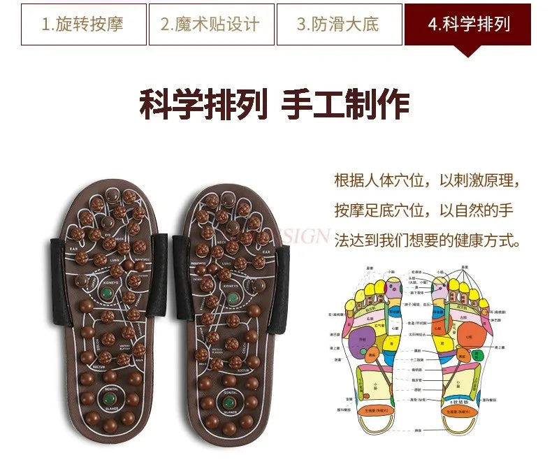Massageslipper, Jade-Akupunkt-Fußtherapieschuhe, rutschfeste Haussandalen, Massage-Schuhe für Herren und Damen
